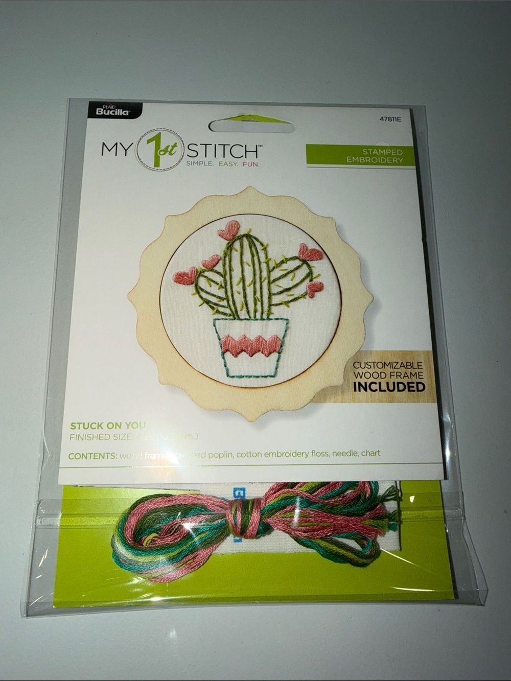 PB MY 1st STITCH Simple easy fun Stuck on You wood frame embroidery craft kit